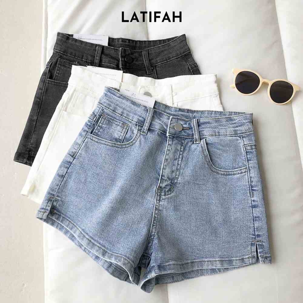 [Mã BMLT30 giảm đến 30K đơn 299K] Quần short jean nữ co giãn LATIFAH xẻ lai QS003 phong cách hàn quốc