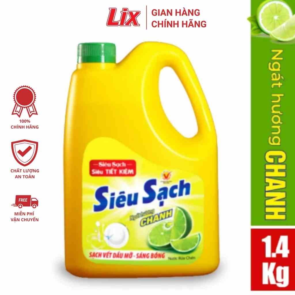 Nước rửa chén siêu sạch chanh 1,4kg NS140 sạch bóng viết dầu mỡ hương chanh thơm mát - Lixco Vietnam