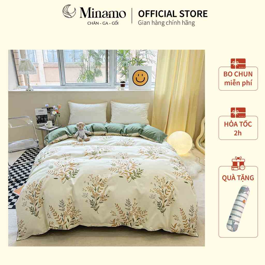 Bộ Ga Giường Cotton Poly Cotton 3D Nhập Khẩu Lá Diêu Bông, Miễn Phí Bo Chun Theo Yêu Cầu - Minamo B04.1