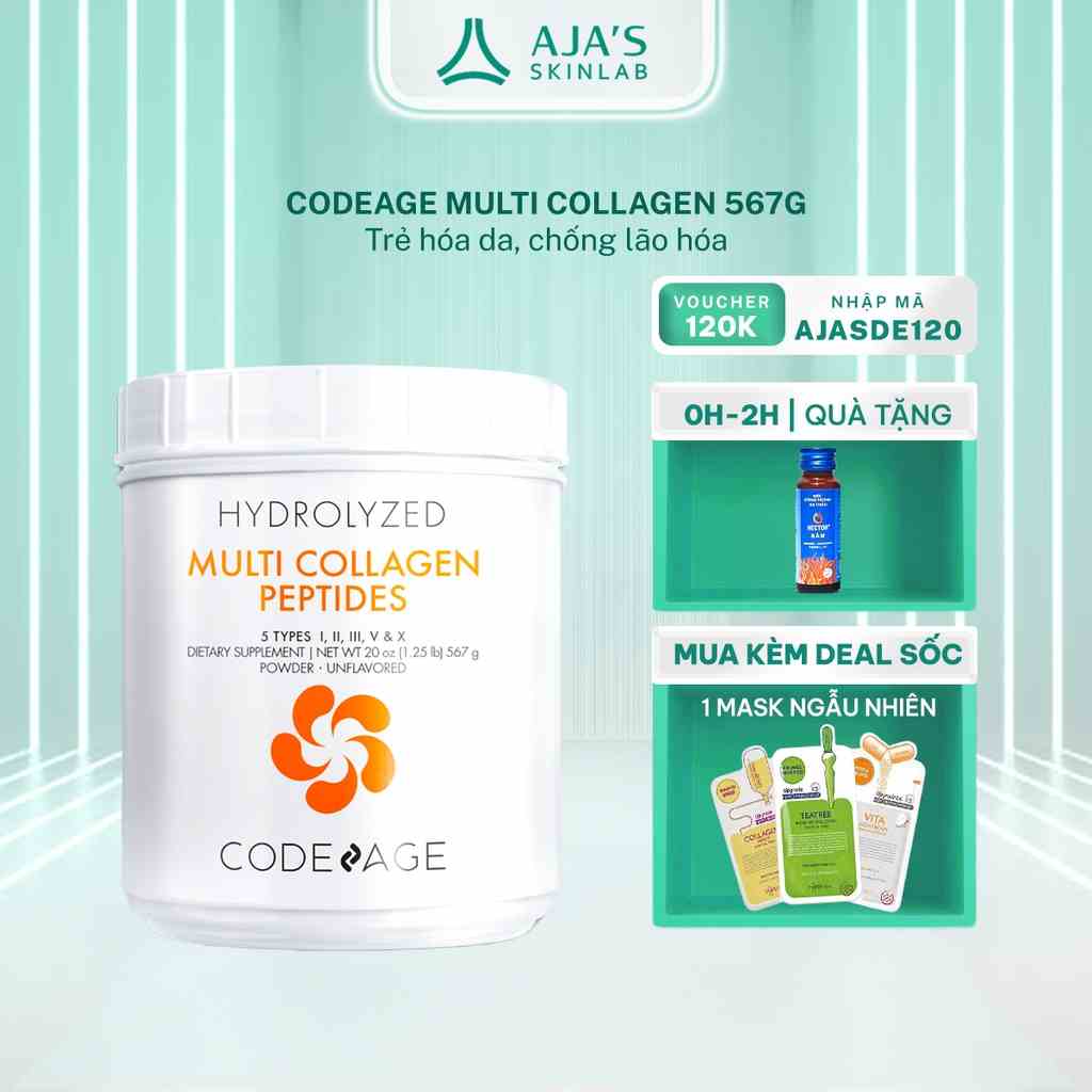 Bột collagen thủy phân CodeAge Multi Collagen Peptides 567g trẻ hóa da, chống lão hóa - AJAS SKINLAB