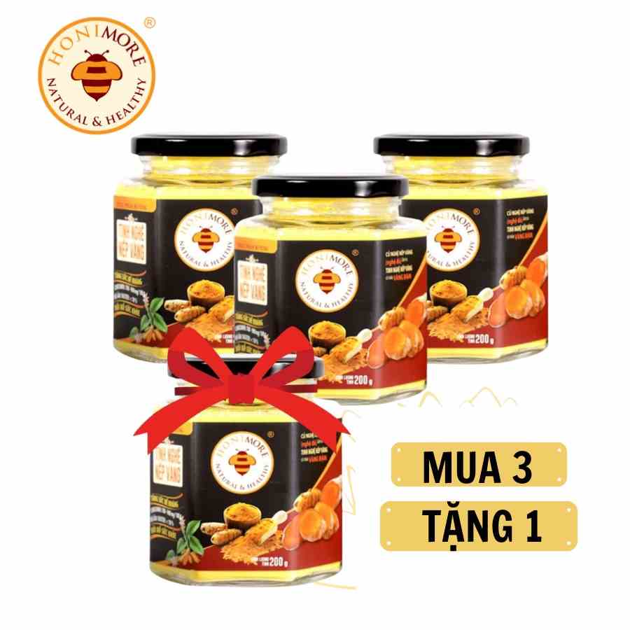 [Mã BMLTB200 giảm đến 100K đơn 499K] Combo 3 hũ Tinh nghệ nếp vàng Honimore 200g/hũ tặng 1 hũ cùng loại