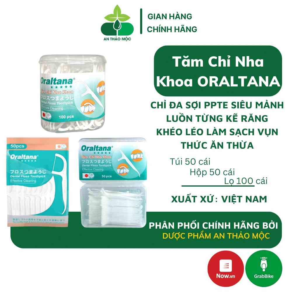 Tăm chỉ nha khoa Tanaphar Oraltana nhựa mềm sợi chỉ siêu mảnh làm sạch mọi mảng bám chống hôi miệng