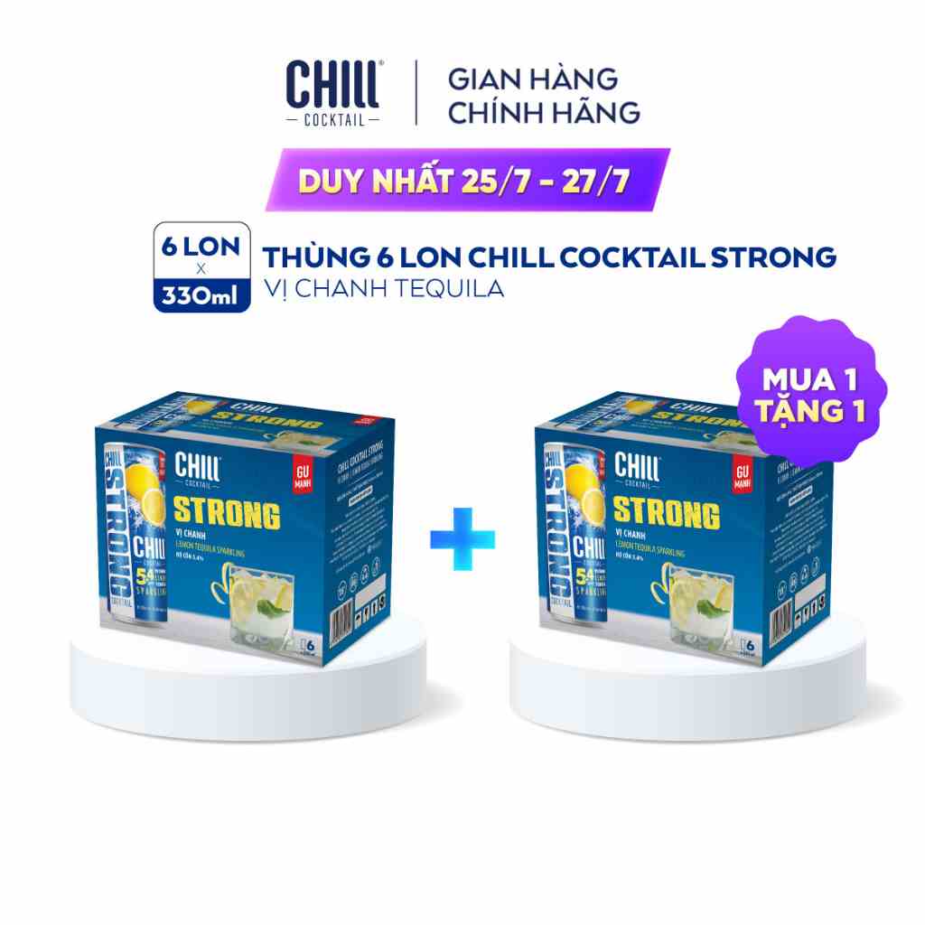 [Mã BMLTB200 giảm đến 100K đơn 499K] Thùng 6 lon Chill Cocktail Strong vị Chanh Tequila (330ml/lon)