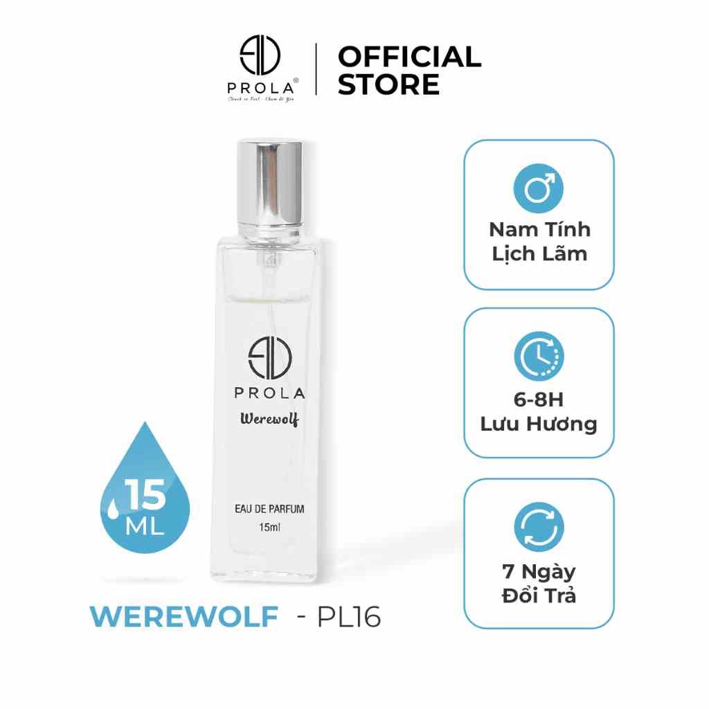 Nước hoa nam PROLA Werewolf nam tính, mạnh mẽ, phóng khoáng thích hợp đi làm, đi hẹn hò PL16 - Dạng xịt 15ml