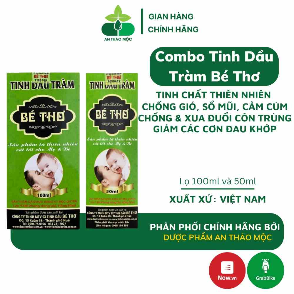 Combo tinh dầu tràm BÉ THƠ hỗ trợ chống gió sổ mũi cảm cúm xua đuổi côn trùng giảm đau xương khớp