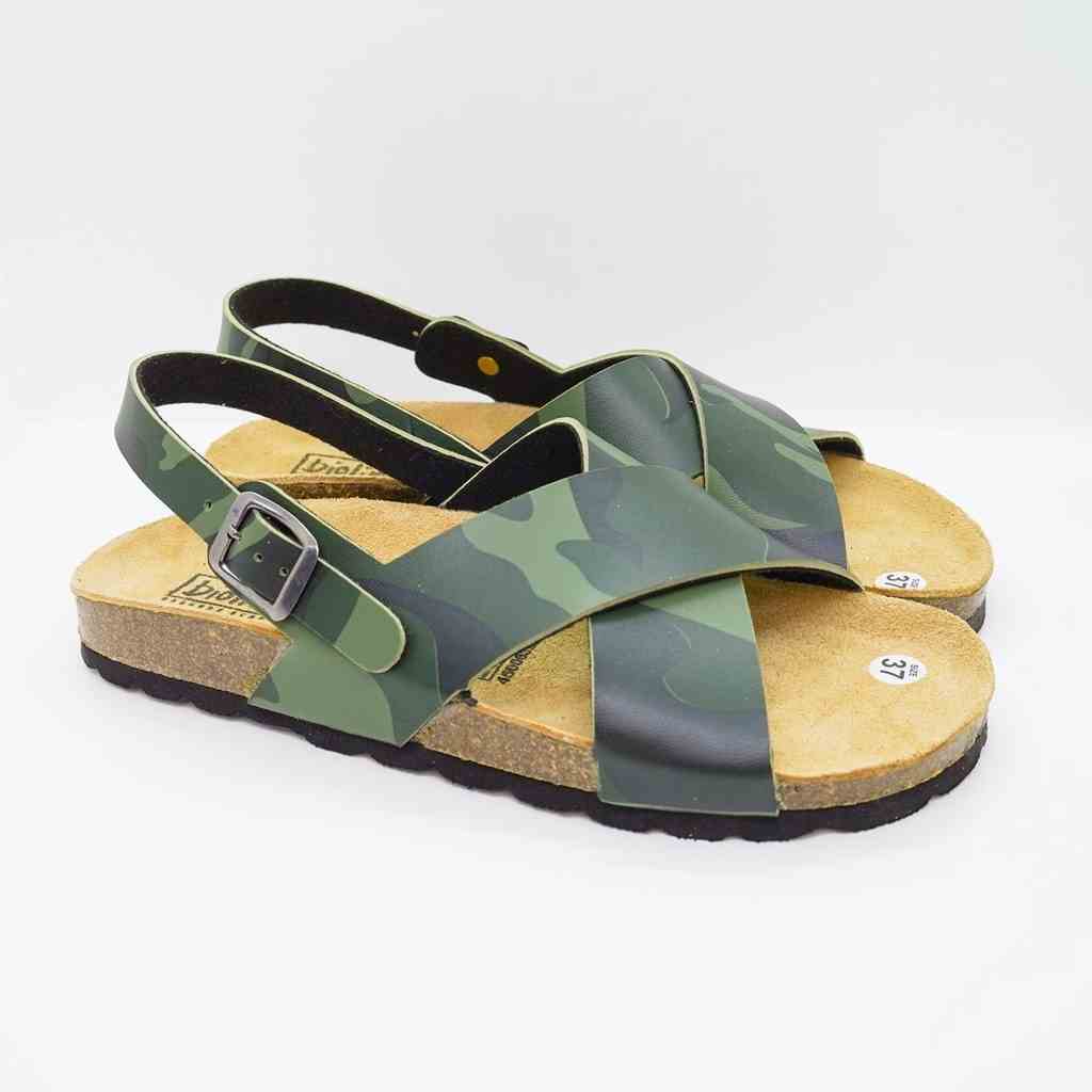 [Bản giới hạn] R11 - Sandal Birken Đế Trấu BIOLINE Camo Rằn Ri Thiết Kế Unisex Nam nữ Quai Đan Chéo chữ XDa PU cao cấp