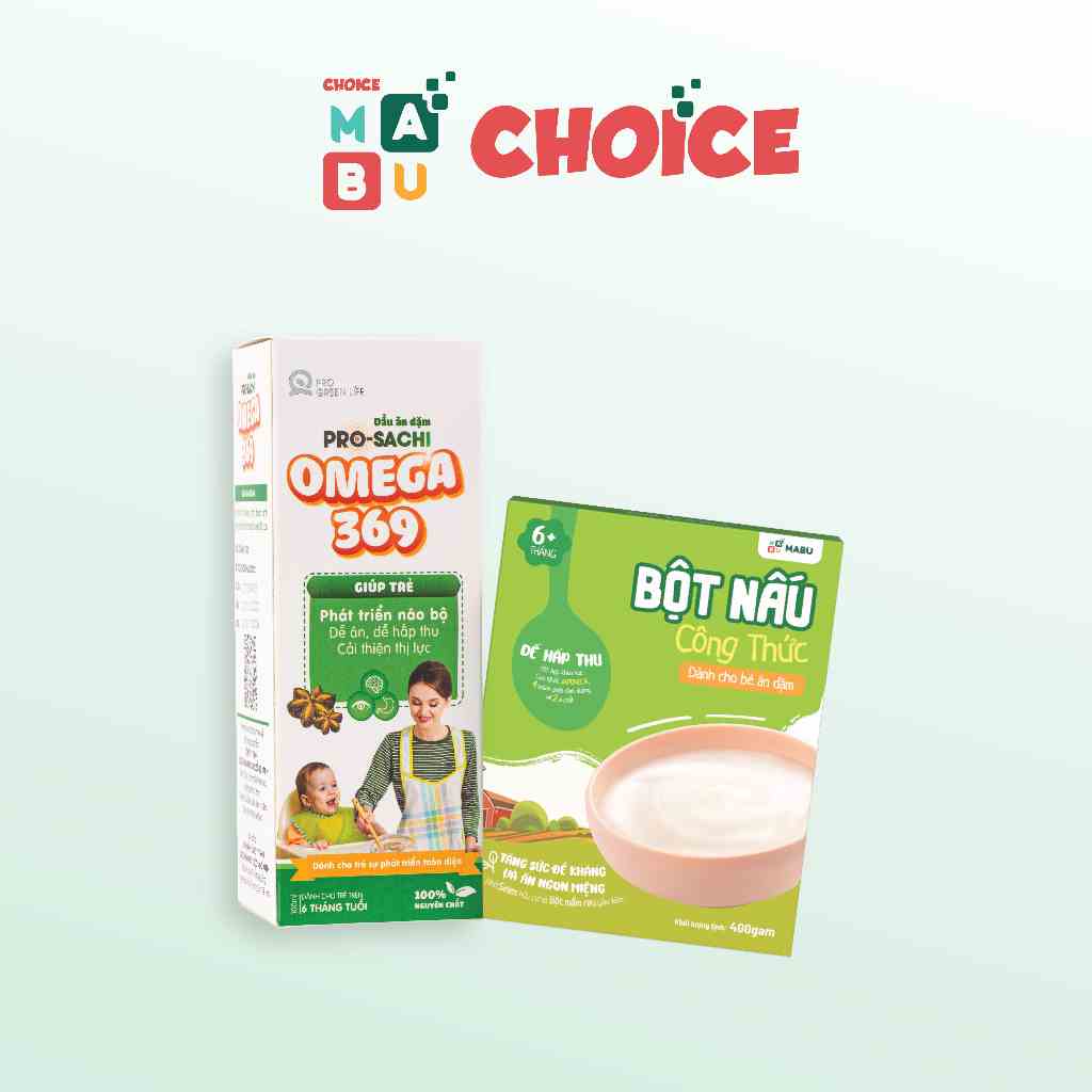 [Mã BMLTB35 giảm đến 35K đơn 99K] Combo bột ăn dặm Mabu (400g), dầu ăn dặm PRO Sachi (100ml)