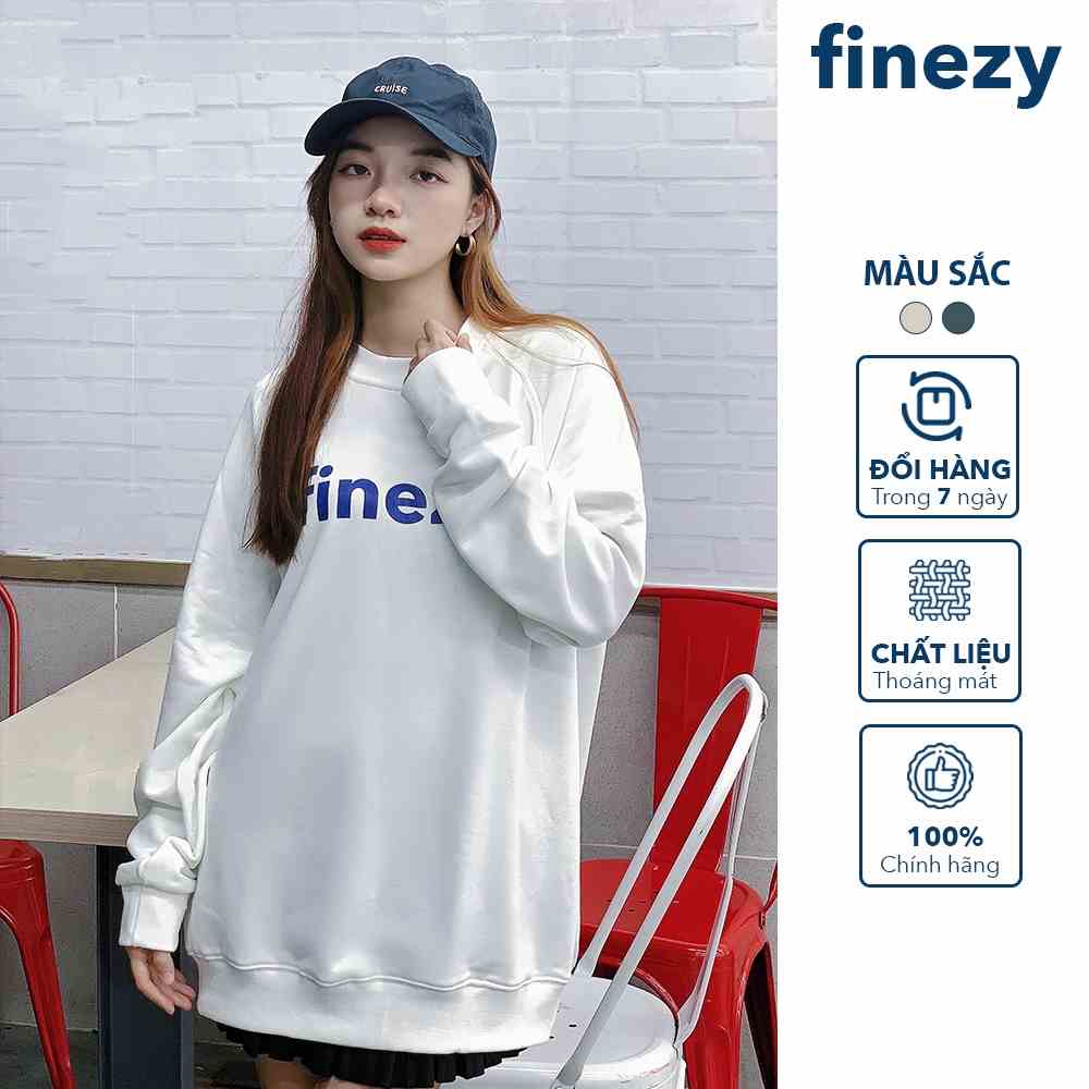 [Mã BMLTB200 giảm đến 100K đơn 499K] Áo sweater unisex Finezy màu trắng form rộng, chất nỉ da cá cao cấp ấm áp