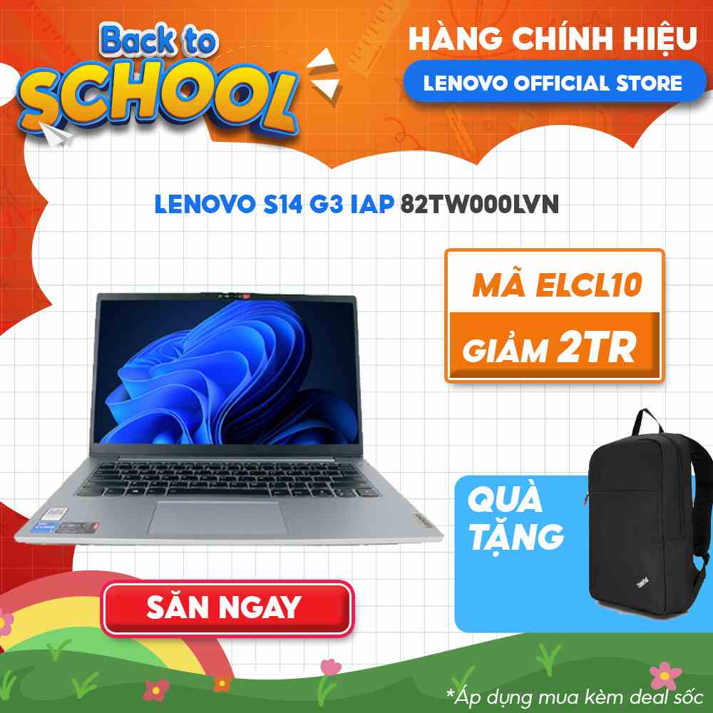 [Mã ELCL10 giảm 10% đơn 9TR] Laptop Lenovo S14 G3 IAP 82TW000LVN i5-1235U | 8GB | 256GB | Intel Iris Xe Graphics