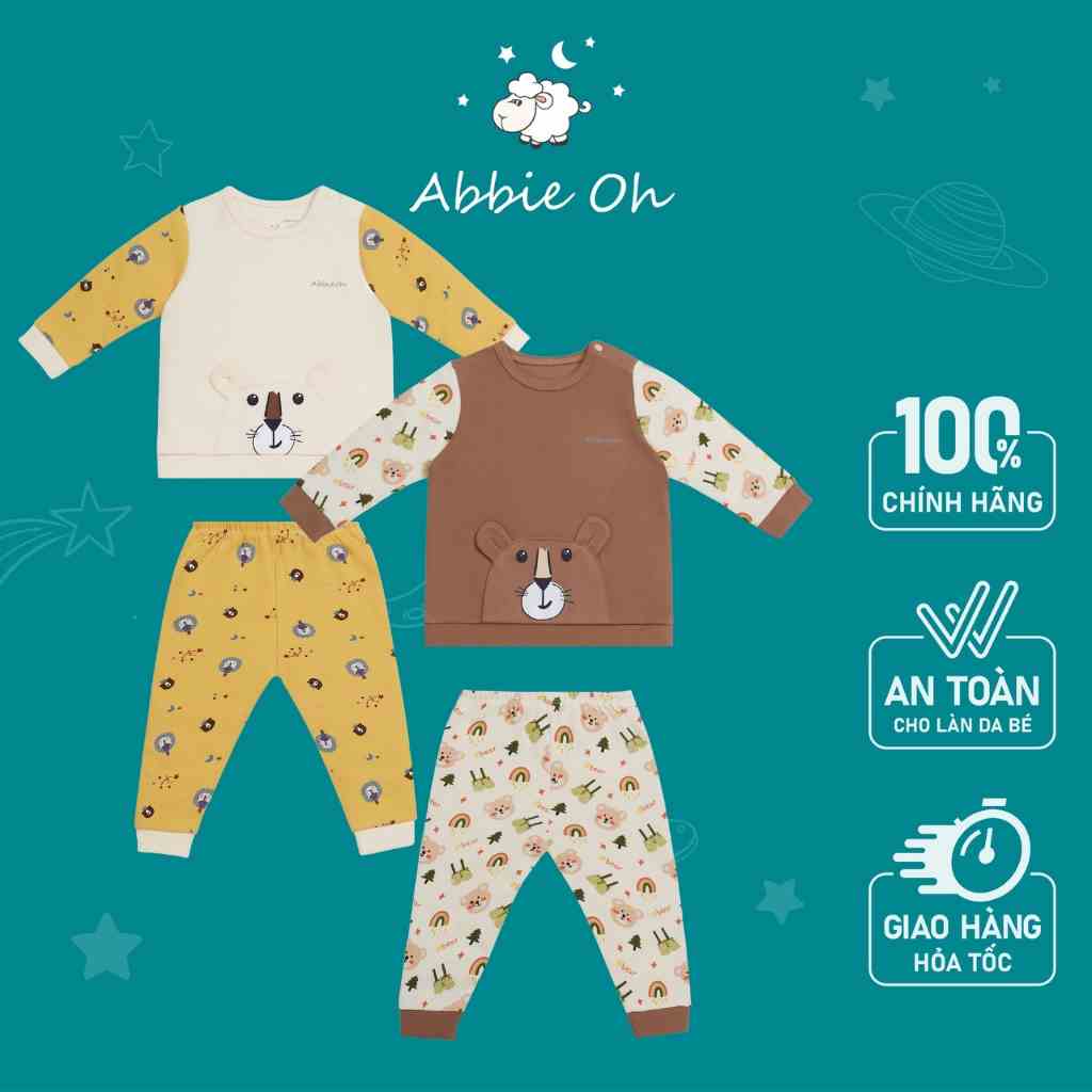 Bộ Quần Áo Dài Tay Cài Vai Cách Điệu ABBIEOH Chất Liệu Cotton Cho Bé 6 Tháng - 3 Tuổi BO470