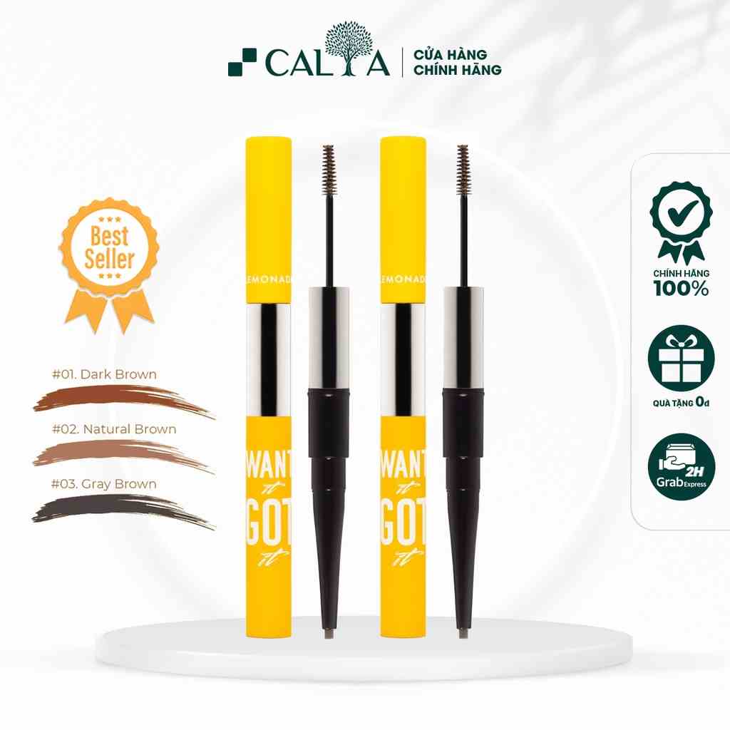 Chì Kẻ Mày 2 Đầu Lemonade Có Mascara Lông Mày, Bền Màu, Sắc Nét, Lâu Trôi - Lemonade Want It Got It Dual Eyebrow 4g