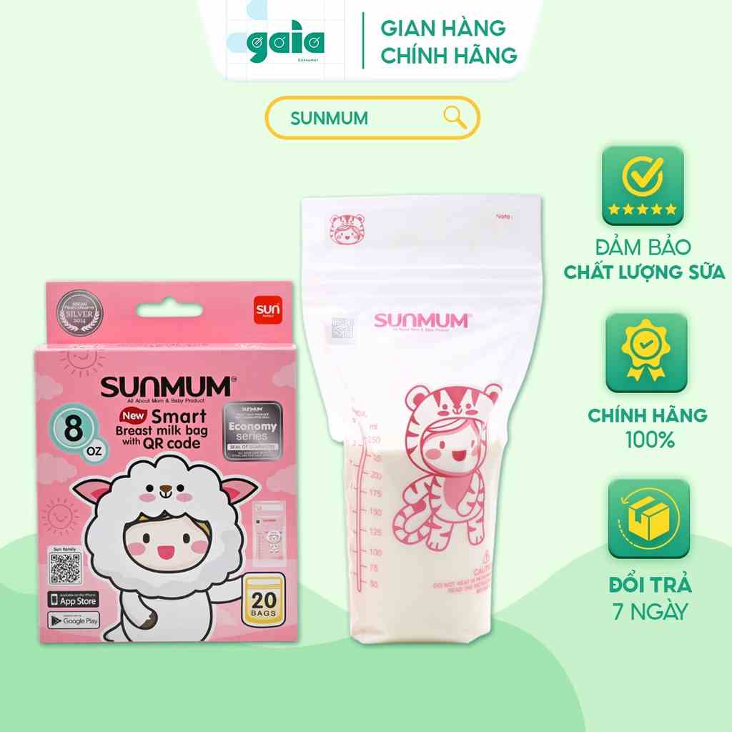 Combo 3 Hộp Túi Trữ Sữa SunMum Economy Khoá Zip 3 Lớp Chắc Chắn, Giúp Bảo Quản Sữa An Toàn Cho Bé (100 - 250ml)