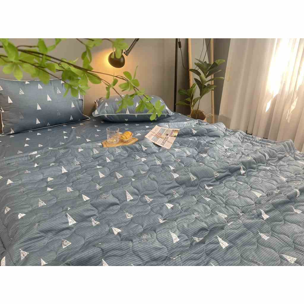 [Mã BMLTB35 giảm đến 35K đơn 99K] Bộ drap gối KHA LY - cotton thiên nhiên - Thông Xám Xanh - VN326