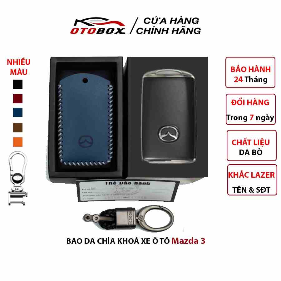 Bao da chìa khóa ô tô xe hơi mazda cx8 2023, mazda 3 20-23, cx30, cx3 chìa thông minh da thật chống xước chính hãng