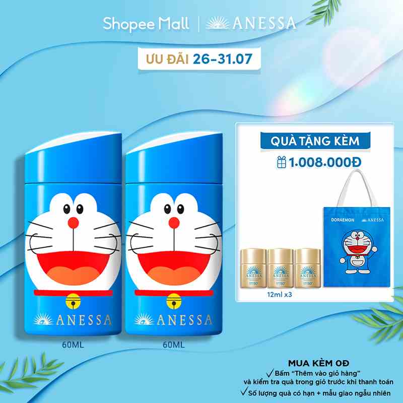 Bộ 2 Sữa chống nắng dưỡng da kiềm dầu bảo vệ hoàn hảo SPF50+ PA++++ 60ml/chai _ Doraemon