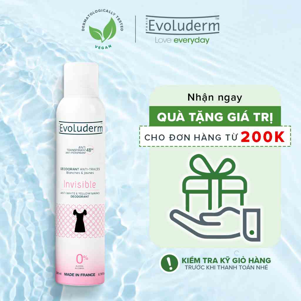 Xịt khử mùi toàn thân Evoluderm bảo vệ da chống mồ hôi 48h - 200ml