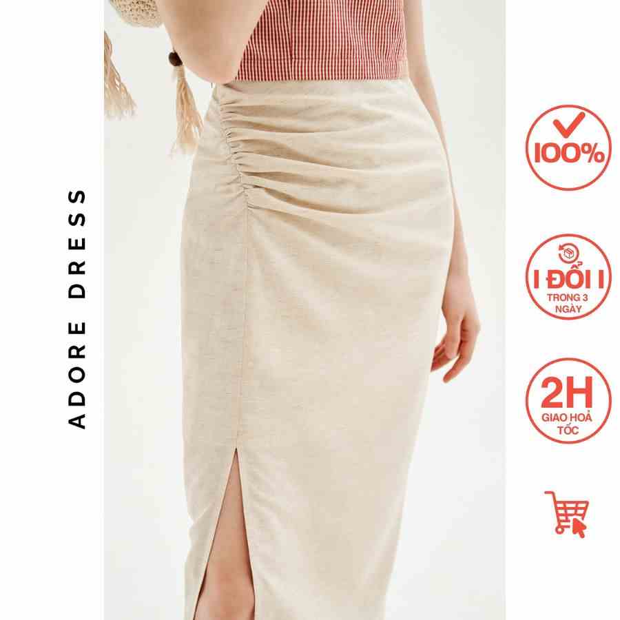 Chân váy Midi skirts casual style giả đũi trơn cream 313SK2033 ADORE DRESS