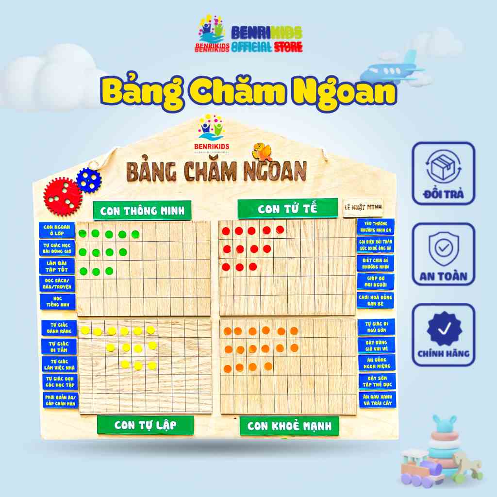 Bảng Khen Thưởng Chăm Ngoan Cho Bé Bằng Gỗ Khen Thưởng TẶNG Khắc Tên Cho Bé  - Benrikids