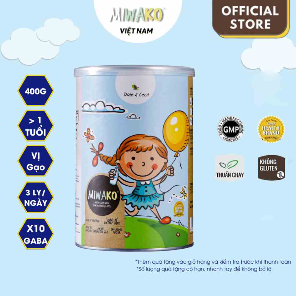 [Date T10/2023] Sữa Hạt Miwako Vị Gạo Hộp 400g x 1 Hộp - Miwako Official Store