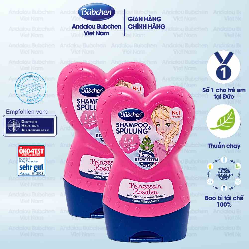 [Mã BMLTB35 giảm đến 35K đơn 99K] Combo 2 Dầu Gội - Xả 2in1 Bubchen Prinzessin Rosalea Cho Bé Gái 230ml