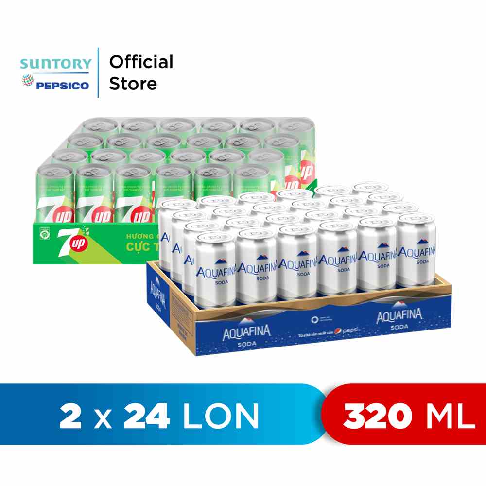 [HỎA TỐC-HCM&HN]Combo Thùng 24 Lon 7Up (320ml/lon) và Thùng 24 Lon Aquafina Soda (320ml/lon)