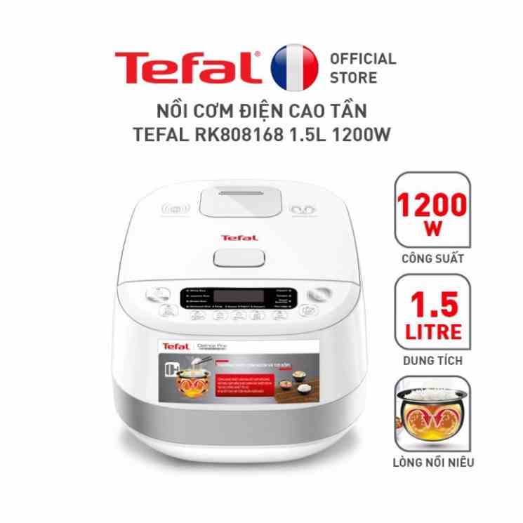 [Mã BMLTB35 giảm đến 35K đơn 99K] Nồi cơm điện tử Tefal RK808168 - 1.5L, 1200W - Hàng Chính Hãng