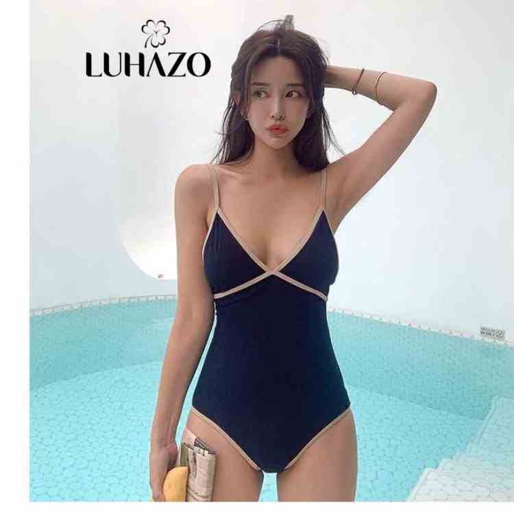 Bikini 1 mảnh LUHAZO hở lưng liền thân đồ bơi đi biển kín đáo sexy Hàn Quốc nâng ngực có mút 2392 DK4T202