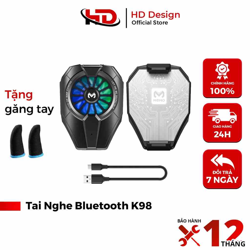 Quạt Tản Nhiệt Gaming Cho Điện Thoại HD DESIGN MEMO DL06 Công Nghệ Sò Lạnh - Làm Mát Siêu Nhanh - Giảm Nhiệt Độ