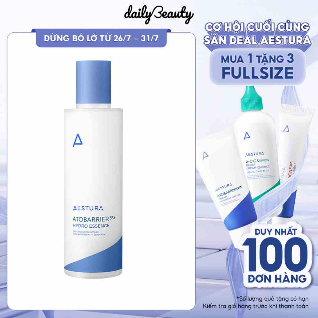 Tinh Chất Dưỡng Ẩm Phục Hồi Da Aestura Atobarrier365 Hydro Essence 150ml Daily Beauty Official