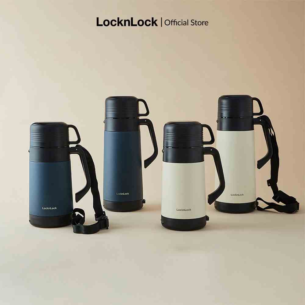 Bình giữ nhiệt Lock&Lock Easy Outdoor Vacuum Bottle 1.2L và 1.8L có nắp cốc và dây đeo vai