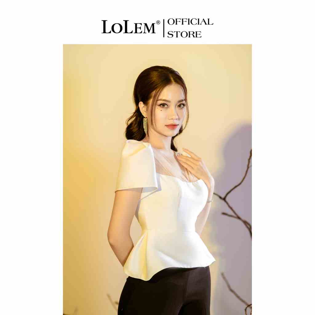 Áo peplum LOLEM AK1272 phối lưới vải tafta fine mềm mịn thoải mái