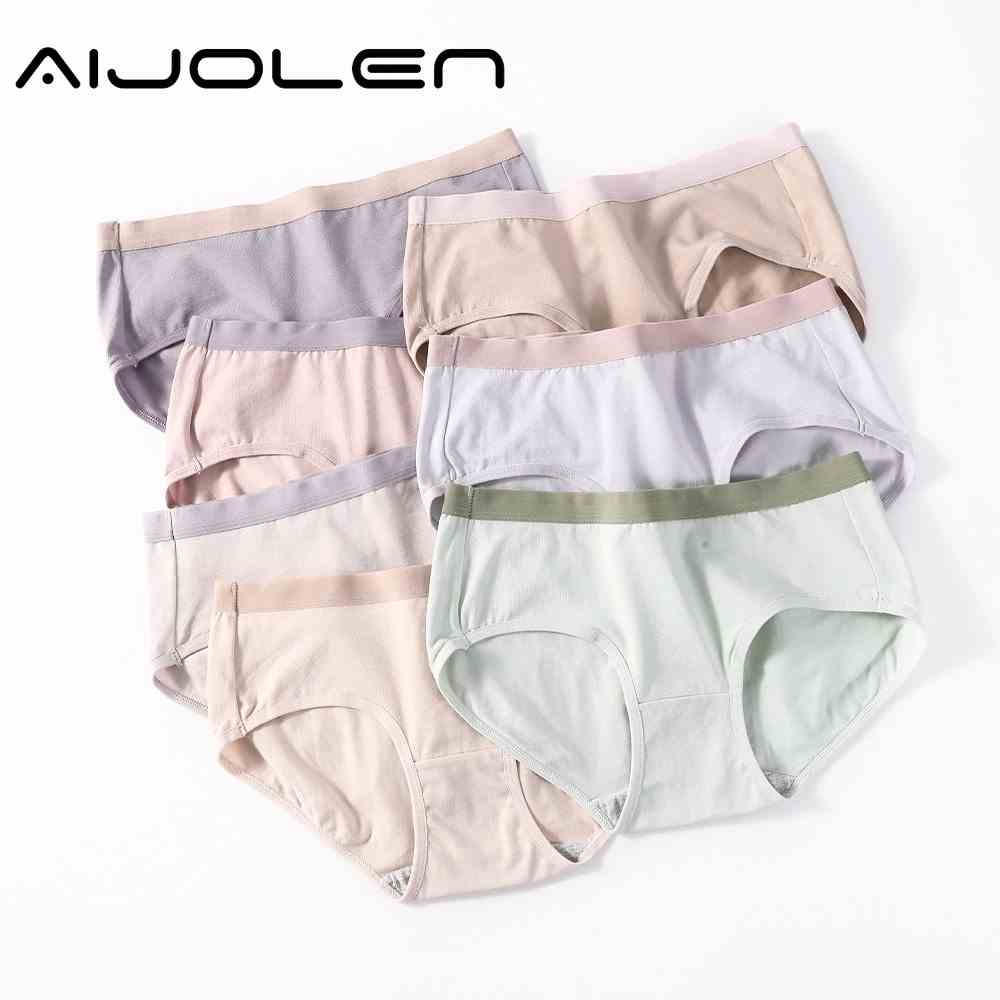 Quần lót AIJOLEN cotton thoáng khí màu sắc đơn giản cho nữ