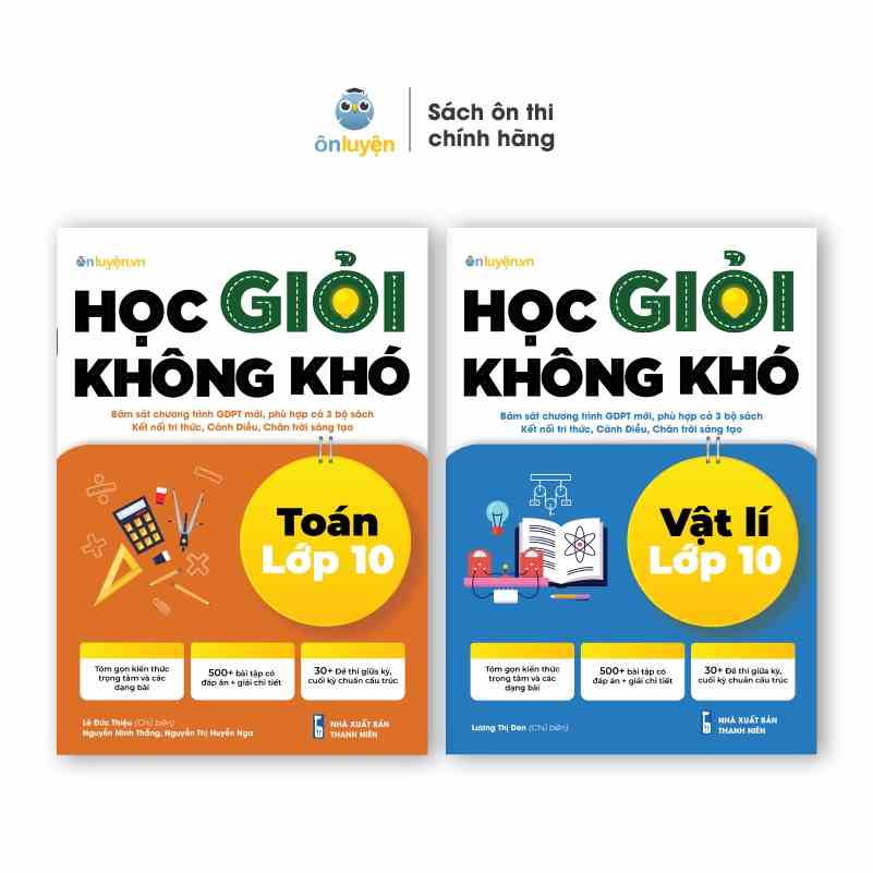 Lớp 10- Combo 2 Sách Học giỏi không khó môn Toán Lí lớp 10- Dùng cho cả 3 sách Kết nối, Cánh diều, Chân trời