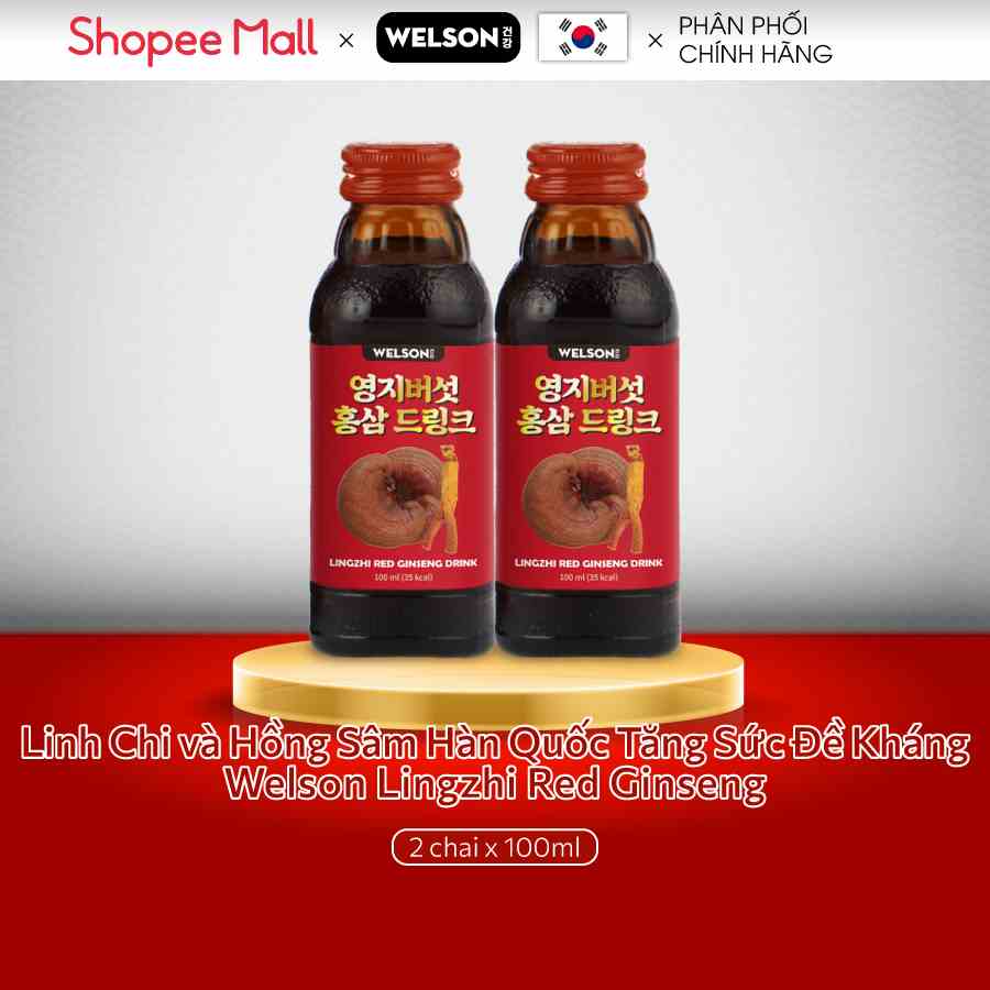 Nước uống linh chi hồng sâm Welson Lingzhi Red Gingseng 2 chai x 100ml