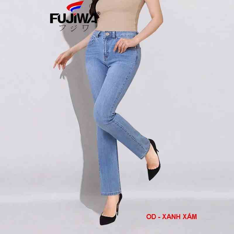 Quần Jean Nữ Ống Đứng Không Ôm FUJIWA - OD. Jeans Có Thun Co Giãn, Mặc Rất Thoải Mái, Lưng Cao Ngang Rốn. Size: 26 - 32