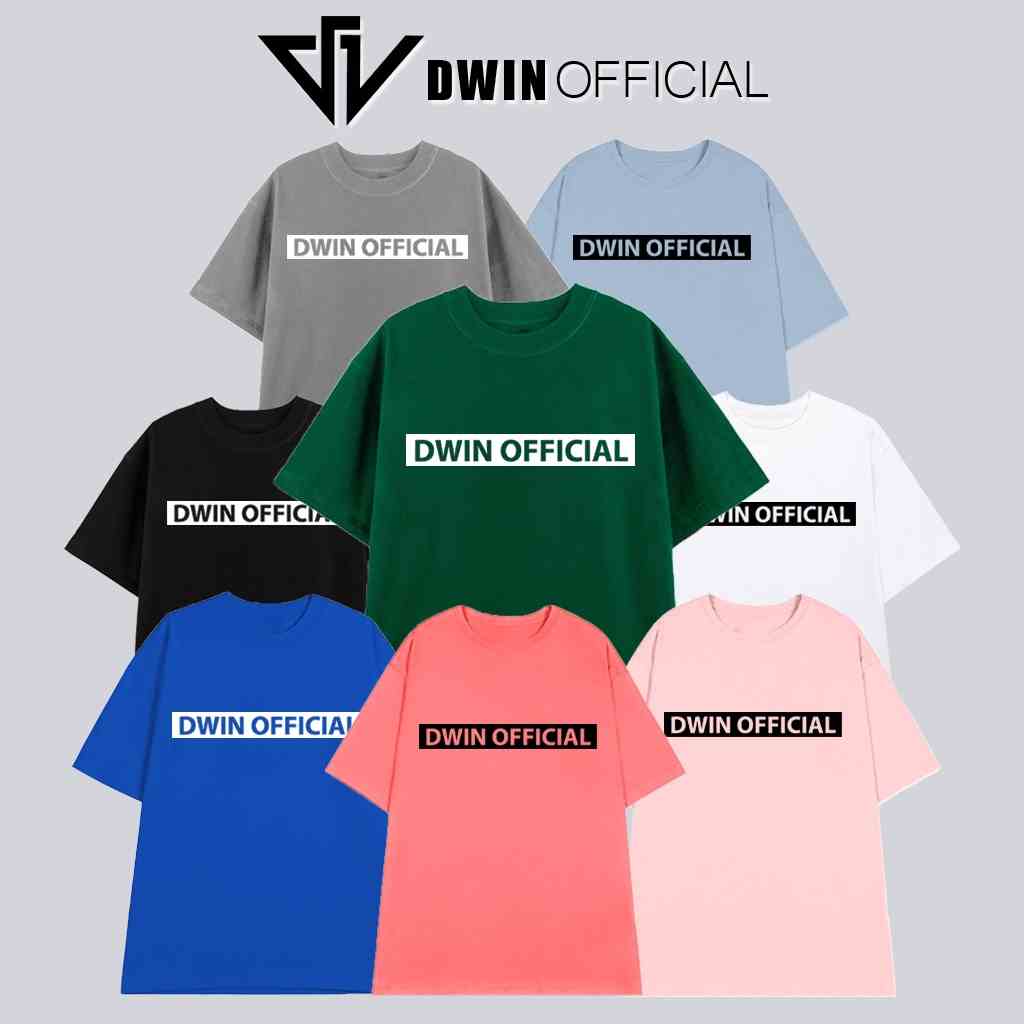 Áo thun unisex thời trang DWin basic tee phông trơn nam nữ tay lỡ oversize form rộng in logo cao su nổi 2.0