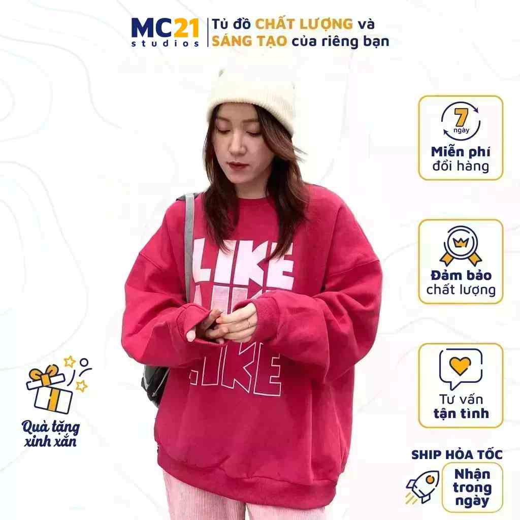 Áo sweater oversize MC21.STUDIOS nam nữ Unisex form rộng Ulzzang Streetwear Hàn Quốc chất nỉ tăm lót bông cao cấp A3417