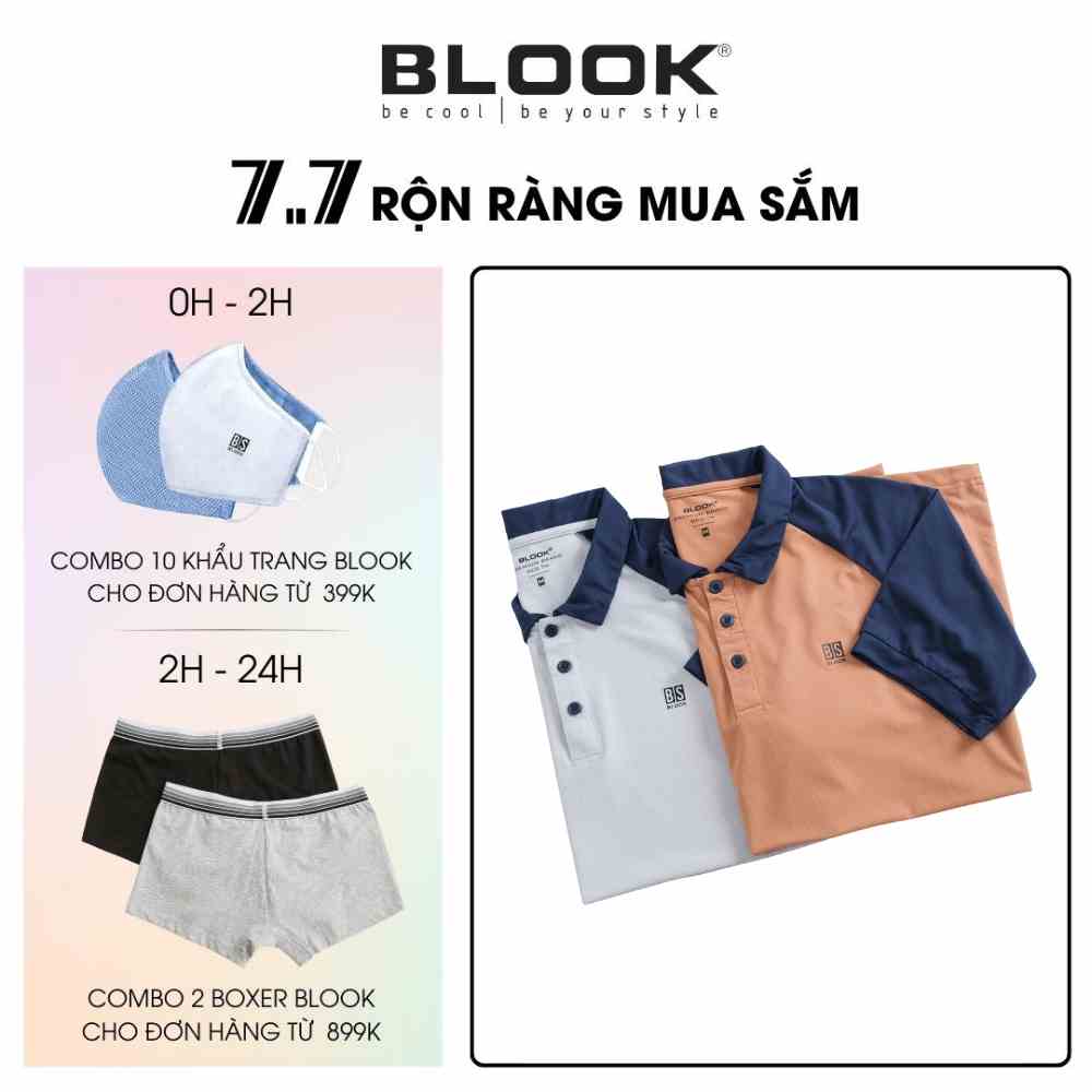 Áo polo thể thao nam BLOOK vải thun mềm, in nhiệt , cotton co giãn 35573