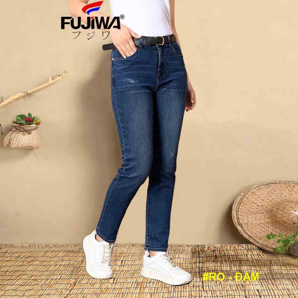 Quần Jean Nữ Fujiwa - RO. Lưng Ngang Rốn, Ống Đứng Hơi Ôm, Hơi Xước. Có Size 26, 27, 28, 29, 30, 31, 32 (42kg - 70kg)