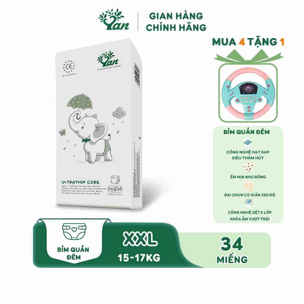 Bỉm quần Angel Yan Ultrathin Core size XXL34