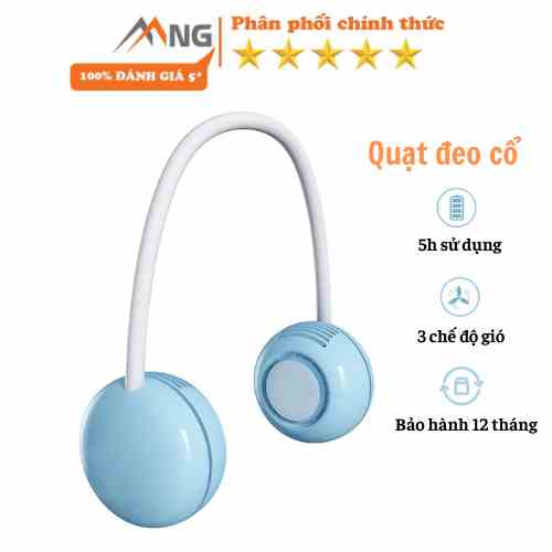 Quạt đeo cổ mini sạc tích điện Rockspace không cánh 3 cấp độ gió, pin lớn 1600mAh, siêu nhẹ tiện dụng - bảo hành 1 năm