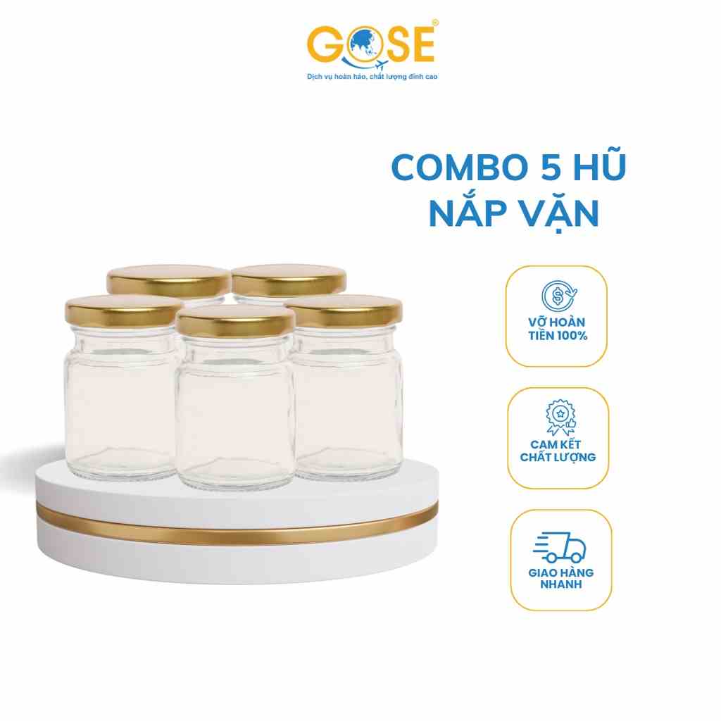 [Mã BMLTB35 giảm đến 35K đơn 99K] Combo hũ chưng yến thủy tinh tròn nắp vặn 70ml GOSE dùng đựng yến sữa chua gia vị