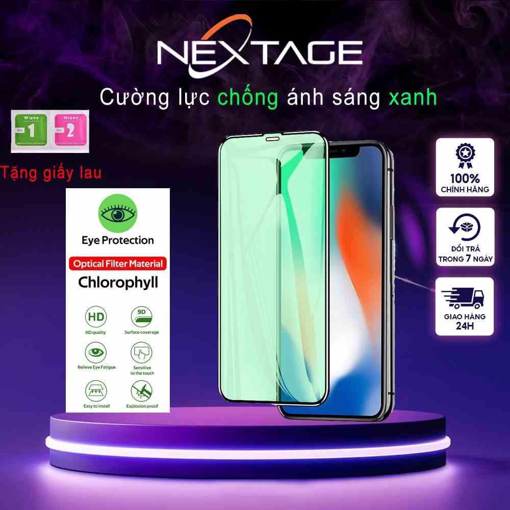 [CHỐNG ÁNH SÁNG XANH] Cường Lực Full Màn Hình Chống Ánh Sáng Xanh Dành Cho IP - Hạn Chế Bám Vân Tay- Chính Hãng NEXTAGE