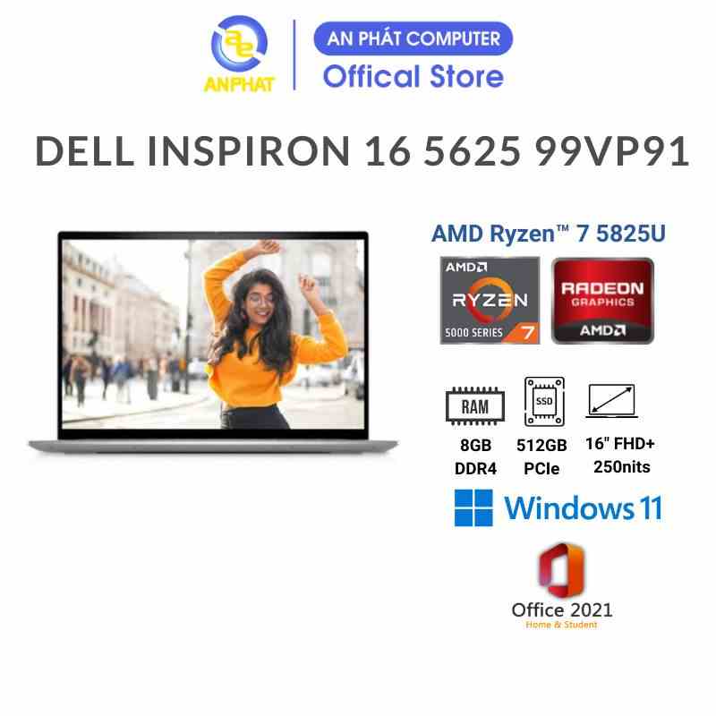 [Mã ELCL12 giảm 12% đơn 10TR] Laptop Dell Inspiron 16 5625 99VP91 Ryzen 7 5825U | 8GB | 512GB | AMD Radeon