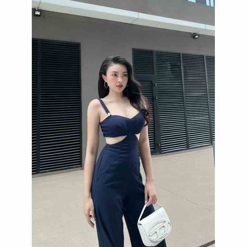 [Mã BMLTB35 giảm đến 35K đơn 99K] Jumpsuit 2 dây đính nút ( Xanh )