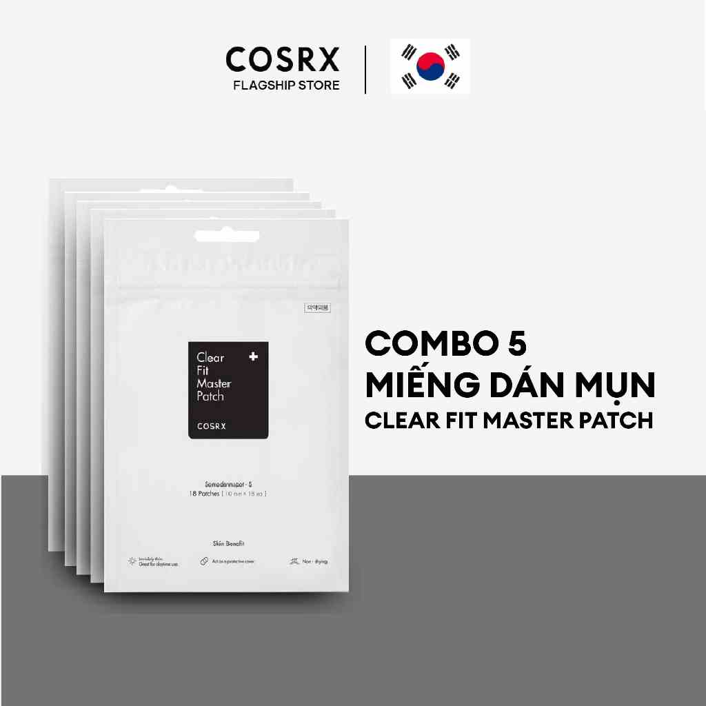 [Mã BMTTC60K giảm đến 60K đơn 50K] Combo 5 Miếng dán mụn COSRX Clear Fit Master Patch 18 miếng/gói