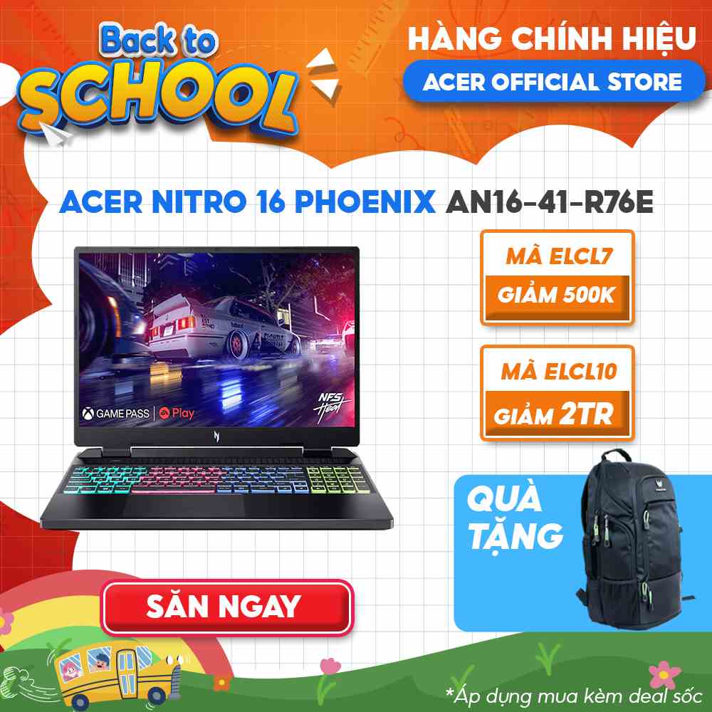 [Mã ELCL12 giảm 12% đơn 10TR] Laptop Acer Nitro 16 Phoenix AN16-41-R76E R9-7940HS|16GB|512GB|RTX™ 4060 8GB|16