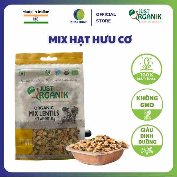 Đậu Mix Hỗn Hợp Hữu Cơ Just Organik Organic Nhập Khẩu Ấn Độ Ăn Dặm Cho Bé Người Ăn Kiêng 50g