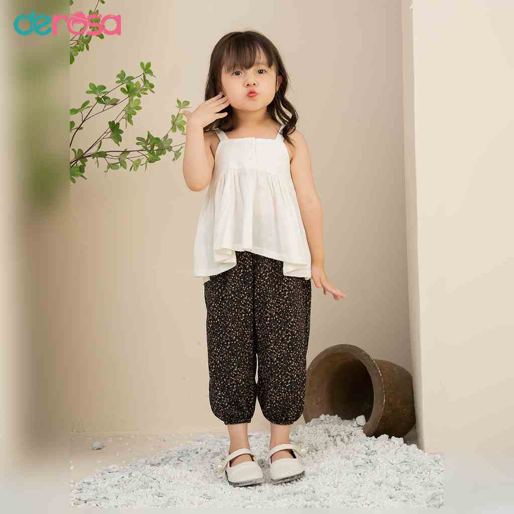 Set bộ áo hai dây và quần alibaba cho bé gái DEROSA KIDS từ 2 đến 6 tuổi AWKDD671B