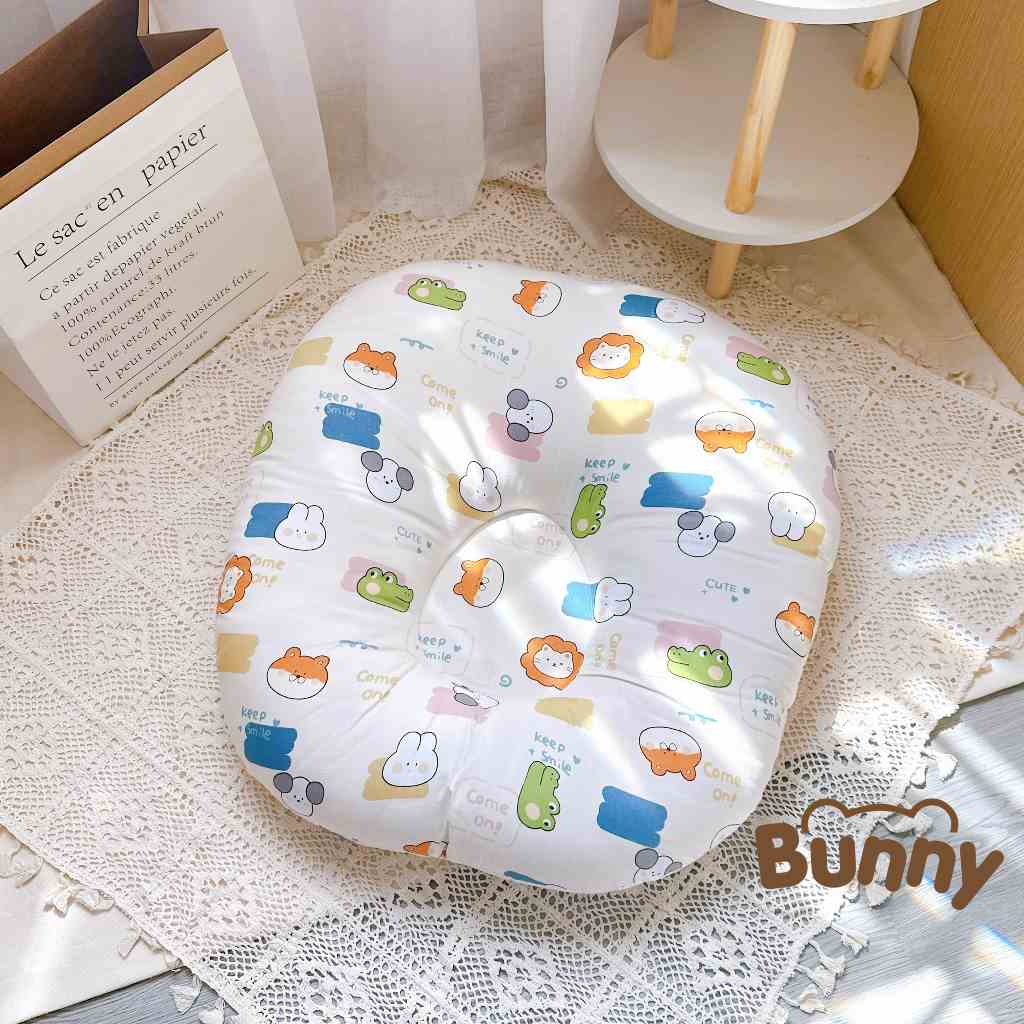 Gối chống trào ngược KidAndMom Bunny cao cấp Vải cotton Hàn chống nôn trớ an toàn cho bé sơ sinh